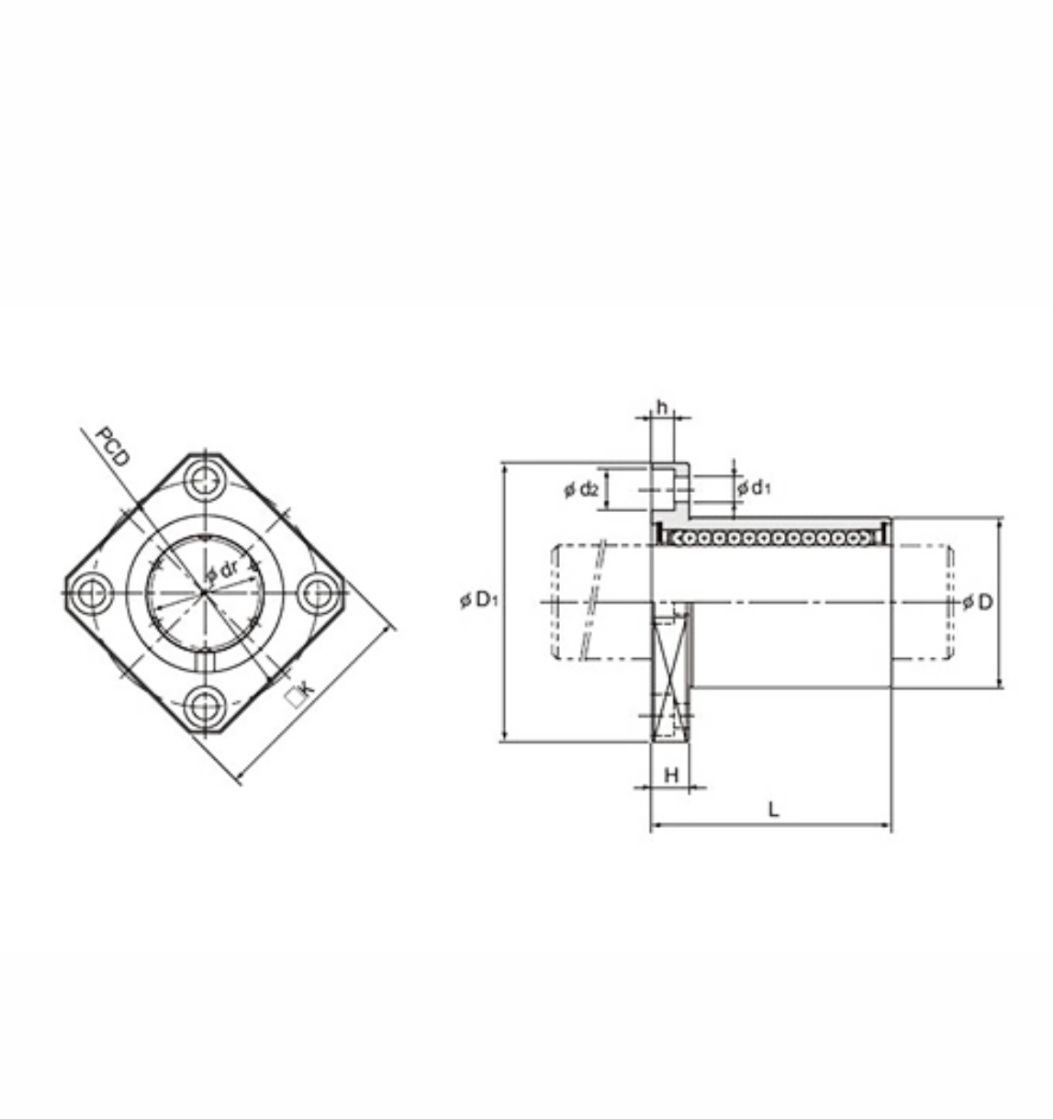 LMK8UU Square Flange Bearing (2 Pack)